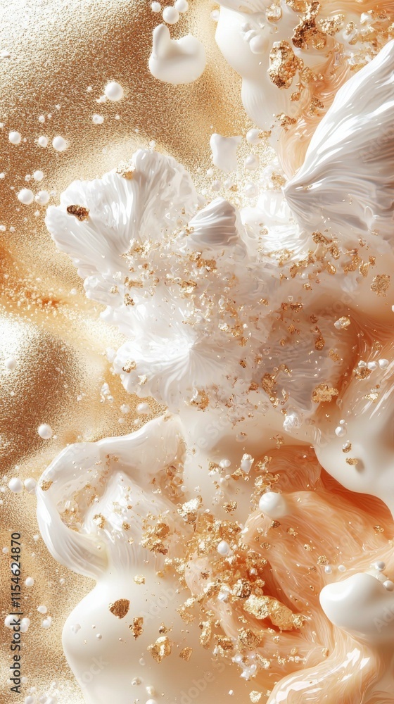Poster peach fuzz gradient blending into metallic gold abstract art modern design luxurious environment clo