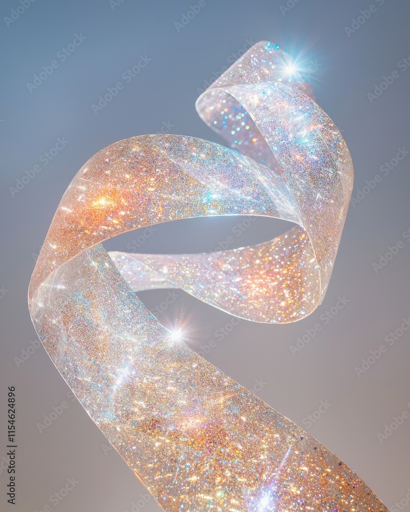 Poster glowing ribbonlike paths twisting upward in abstract space artistic display ethereal environment dyn