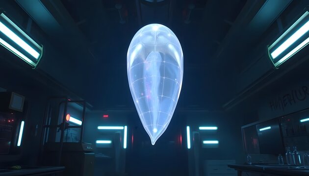 Crystalline Entity in a Futuristic Laboratory