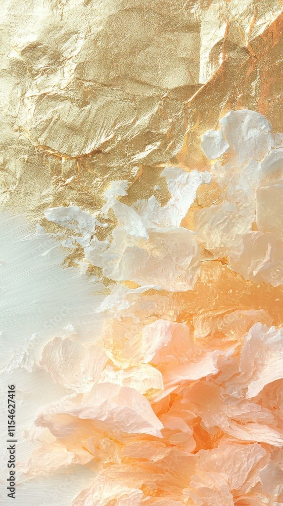 Poster peach fuzz gradient blending into metallic gold abstract art digital contemporary design up close vi
