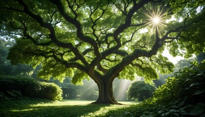 Majestic Ancient Tree Basking in Sunlight