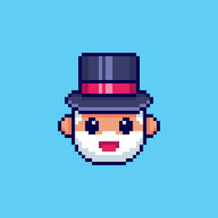 Pixel art Gentleman with Beard and Hat game asset design