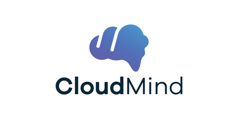 Simple brain logo, simple human brain logo, brain and technology logo