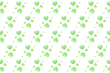 立体的な木製の黄緑のハートがクローバーの様に並ぶ模様のアップ