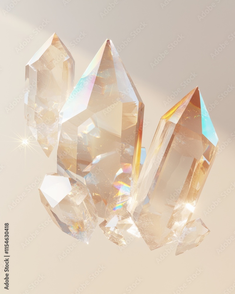Poster quartz crystal texture featuring translucent layer abstract digital art bright background close-up v
