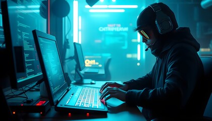 Cyberpunk Hacker Night Coding Session