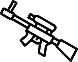 Graphic black detailed silhouette sniper rifle and shotguns Isolated on white background 