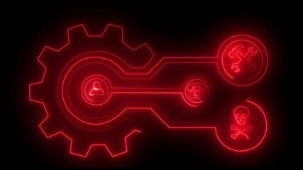 Abstract gear icon animation representing technical business solutions on dark backdrop