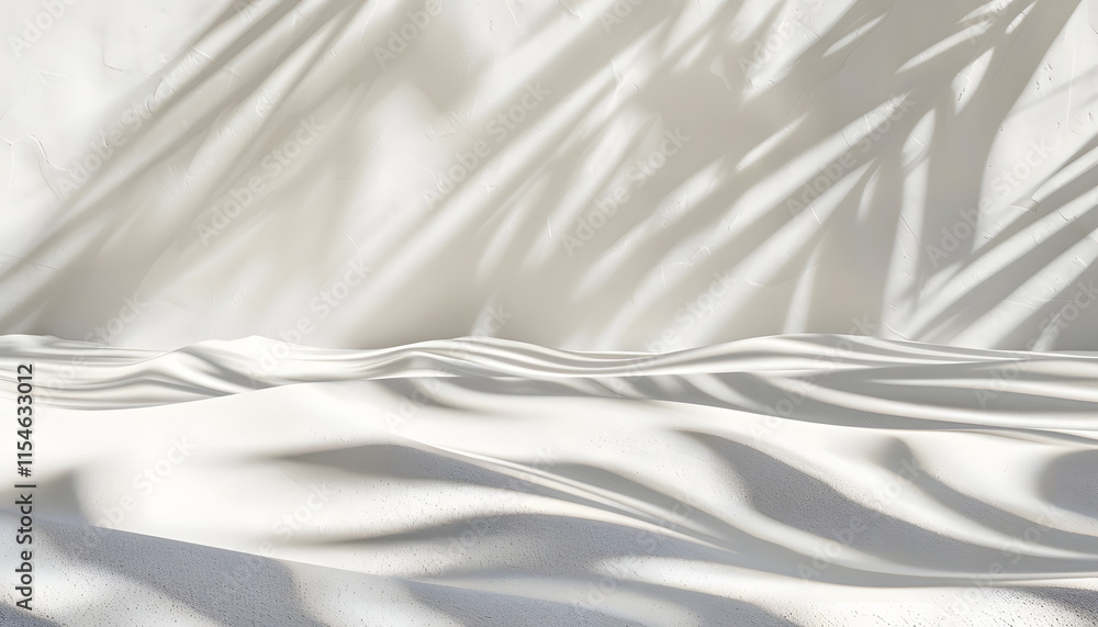Poster A serene scene of soft white sand with gentle shadows creating a tranquil atmosphere.