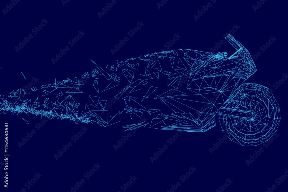 Aufkleber blue motorcycle with a lot of lines and dots on it. the lines and dots make it look like it's in mot