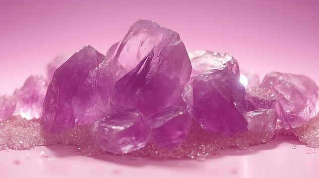 Pink crystals on pink background.