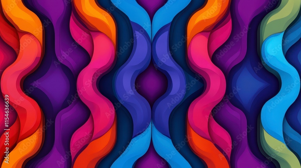Poster vibrant abstract waves in a colorful pattern showcasing flowing curves and smooth gradients for arti