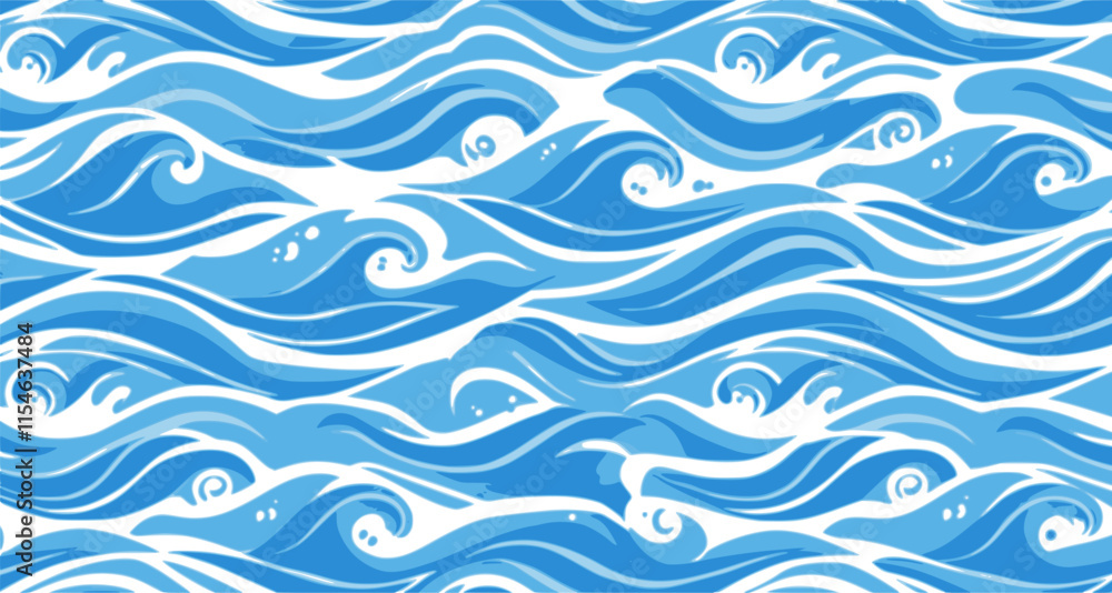 Poster seamless wave pattern with thin lines, seamless pattern with blue waves. abstract light blue backgro
