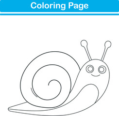 Funny cartoon snail. Coloring pages. Vector illustration