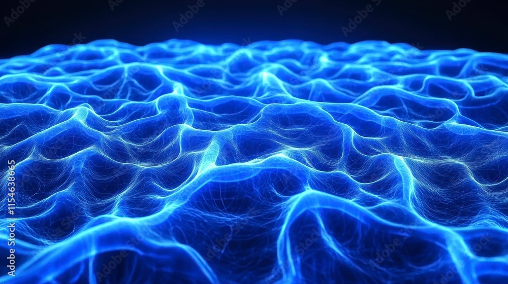 Poster vibrant blue wave patterns create a stunning energetic backdrop with glowing lines and soft undulati