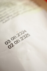  Closeup of expiry date on a packet 