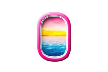 Obraz premium Vibrant Watercolor Airplane Window with Sunset View