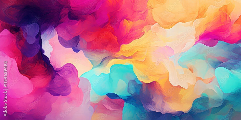 Poster Vibrant and Colorful Abstract Watercolor Background with Soft Flowing Shapes and Textures for Creative Designs and Visual Projects