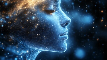 Celestial Woman Cosmic Stardust Portrait