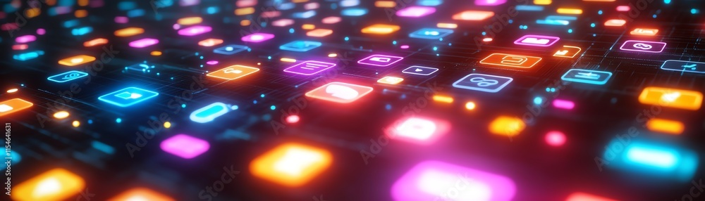 Poster 3d rendering of a bright digital cloud icon surrounded by social symbols, representing digital servi