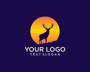 Wild deer moon silhouette logo