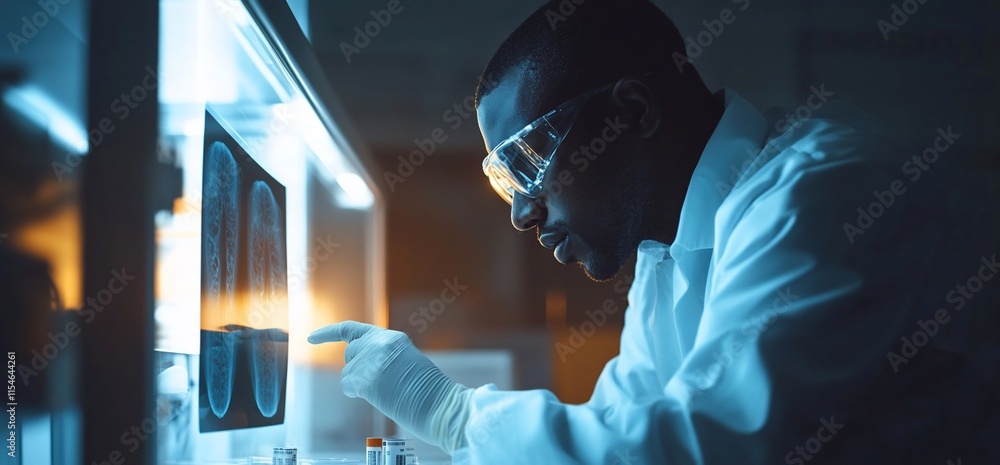 Aufkleber scientist examining x-rays in a laboratory setting.