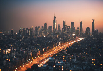 city skyline at night