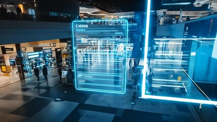 Facial recognition technology scan and detect people face for identification in crowded places. CCTV camera motion detection system recognizes and identifies people using big data and AI