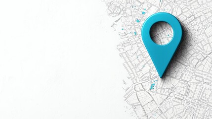 A blue location pin on a map background, symbolizing navigation and geography.