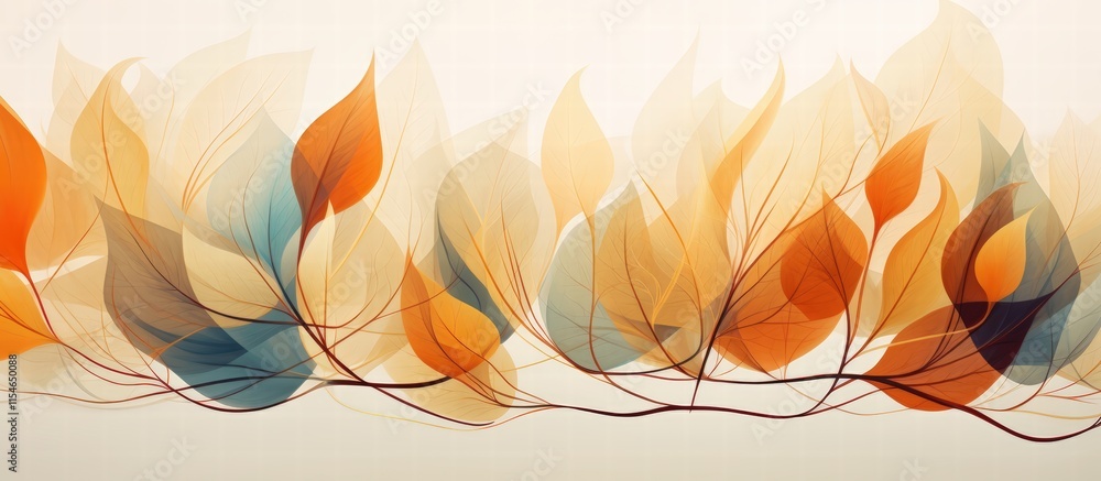 Poster abstract autumn background with colorful leaves in warm tones creating a soft and dreamy atmosphere 