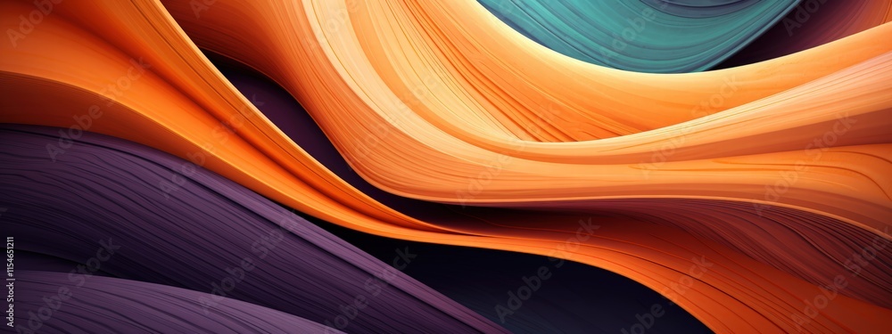 Poster fluid organic abstract art featuring smooth curves and vivid colors in a harmonious flow of lines an