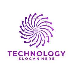 Fototapeta premium Circle Technology logo designs concept vector, Digital Tech Network logo template