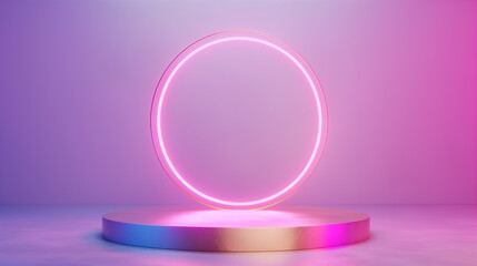 Obraz premium Display Podium on Purple and Golden Background 