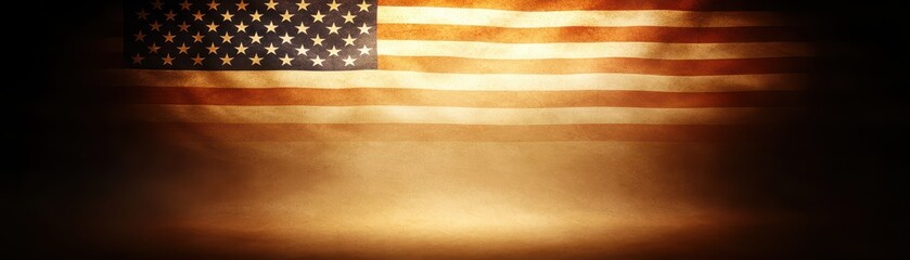 Presidents' Day promotion background concept. Vintage American flag with a warm, textured background, evoking a sense of nostalgia and patriotism.