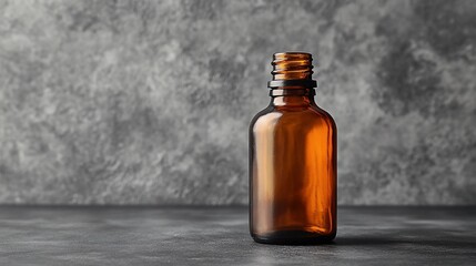 Amber Glass Bottle on Dark Background