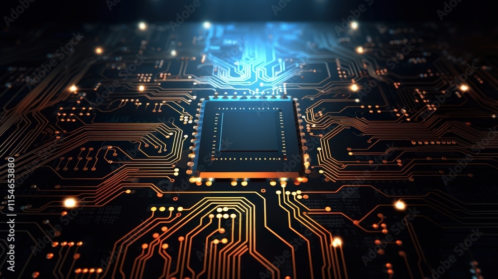 Aufkleber abstract computer circuit design with intricate pathways and glowing elements showcasing modern tech