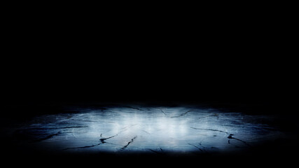 Ice with deep cracks. Ice. 3D beautiful ice background. Realistic ice and snow on dark background © Ruslan Shevchenko