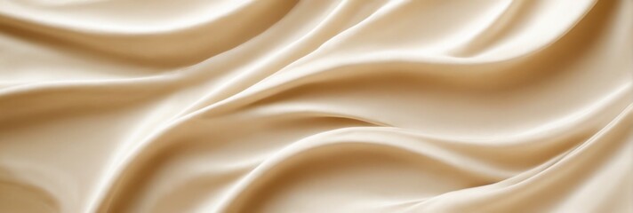 Obraz premium Smooth Flowing Light Beige Fabric with Elegant Folds in TopDown View