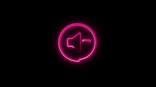 Simple Decrease Volume Icon animation on black background. Sound reduction concept.