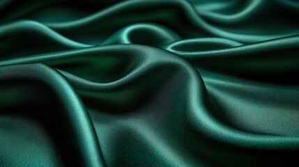 Fototapeta premium Luxurious teal silk fabric draped elegantly.