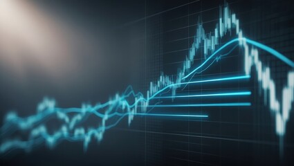 Abstract Blue Stock Market Graph Showing Growth