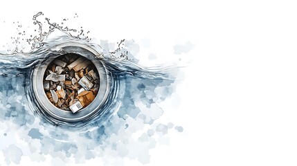 Cigarette butts sink drain water pollution.