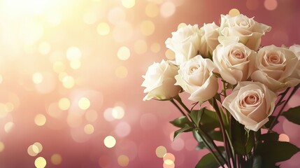 Valentine's Day or Wedding Background with Beautiful Roses. Concept for a romantic party invitation or love message. Premium and luxurious Ai-Generative.
