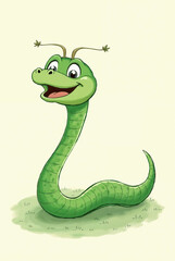 Fototapeta premium calendar cover with cute green drawn snake with the text 2025