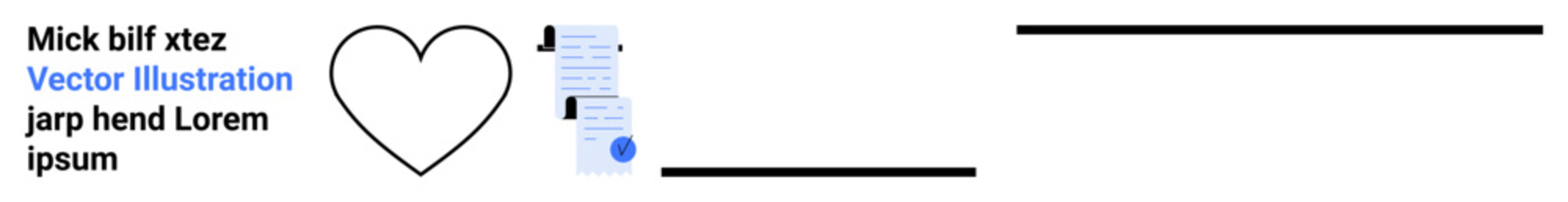 Fototapeta premium Heart symbol next to text Vector Illustration with a vertical black line. Ideal for love concepts, minimalist designs, educational content, graphic projects, presentations, websites, and posters