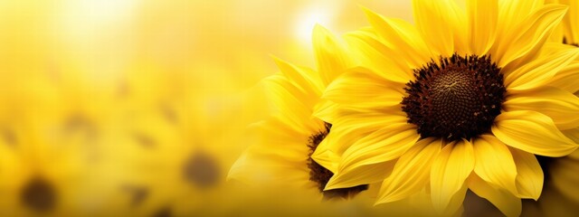 Obraz premium Vibrant Sunflowers Blooming in a Tranquil Garden Under a Gentle Sunlight with Nature's Beauty in Full Display