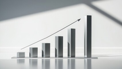 Metal Bar Graph Shows Increasing Growth Trend