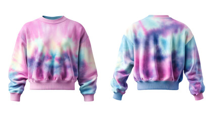 Trendy Tie-Dye Oversized Cropped Sweatshirt Mockup with Drop Shoulders and Vibrant Patterns
