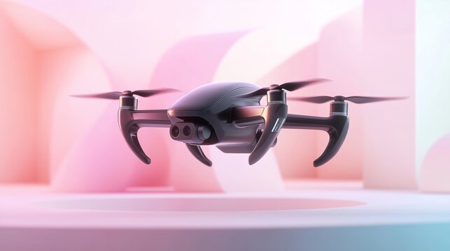 Innovative Drone Technology in a Futuristic Aesthetic Environment