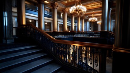 Fototapeta premium Grand Staircase in a Luxurious Gilded Hall